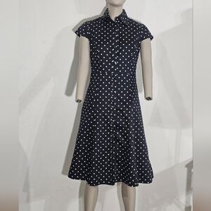 Merona Navy and White Polka Dot Midi Dress